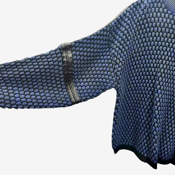 VTG 90s Street Scenes Licence to Drive Chunky Knit Leather Details Blue Purple - Picture 9 of 10